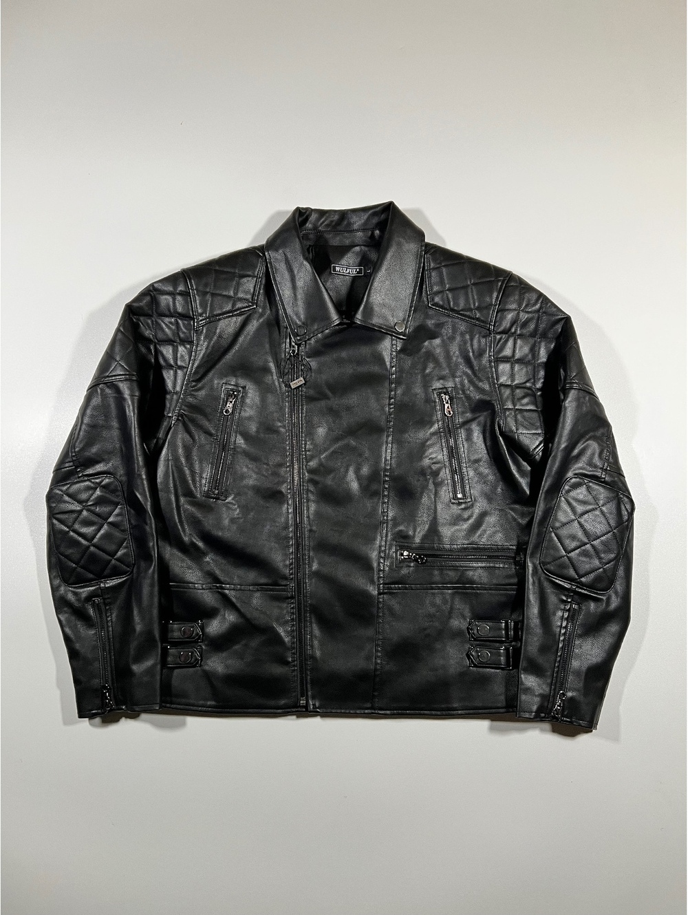 Wulful black leather moto jacket
